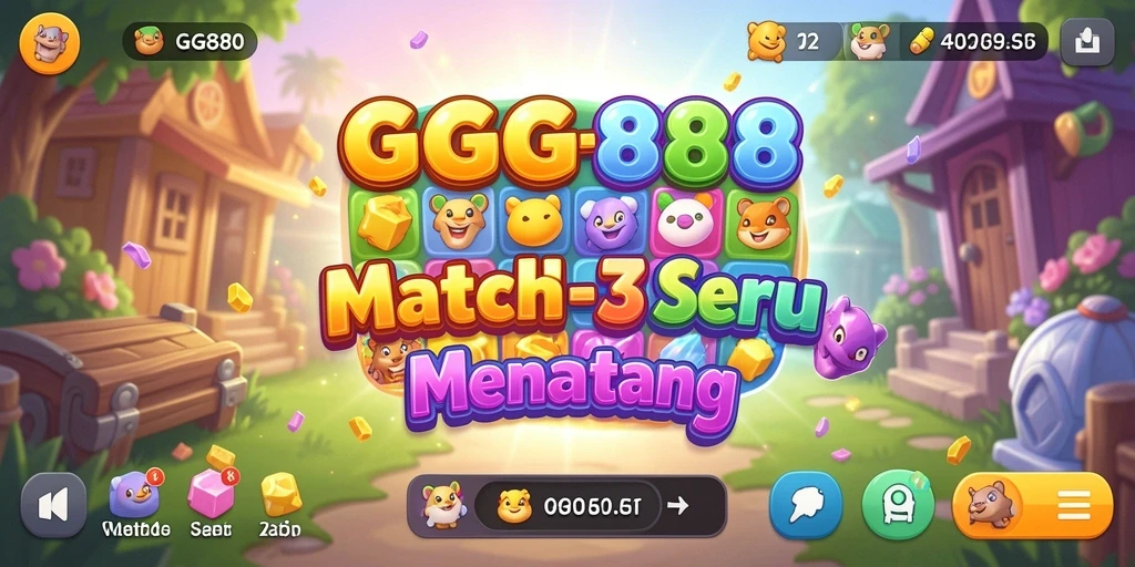 Screenshot utama GGG888 menampilkan gameplay seru dari Match-3.