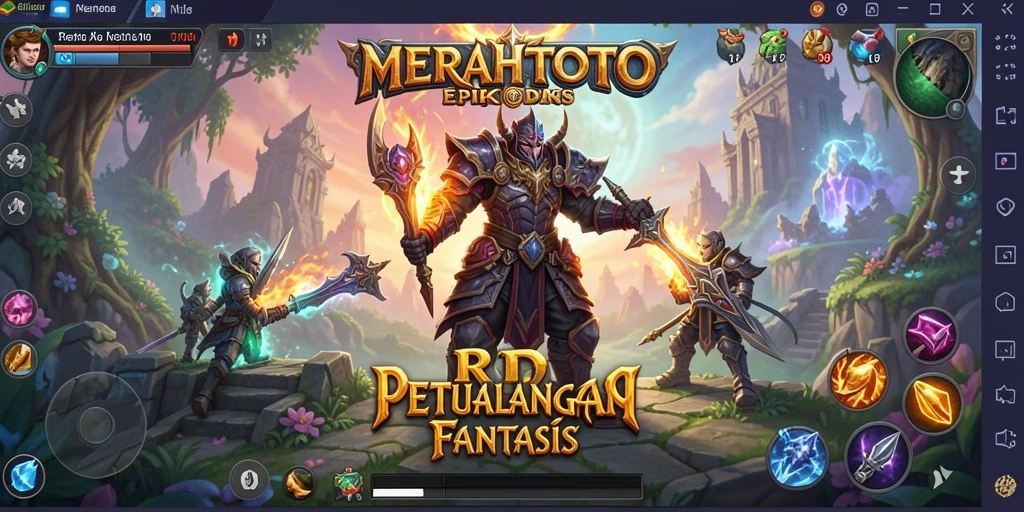 Tampilan gameplay <strong>MERAHTOTO</strong> menampilkan pertarungan epik dan eksplorasi dunia.