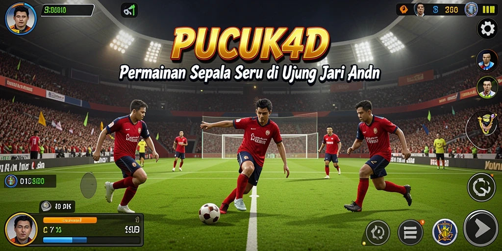 Tampilan gameplay PUCUK4D yang mendebarkan dan penuh aksi sepak bola.