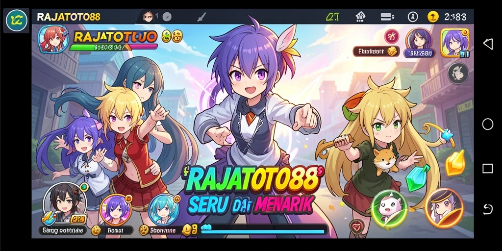 Tampilan seru gameplay RAJATOTO88 dengan karakter anime favorit.