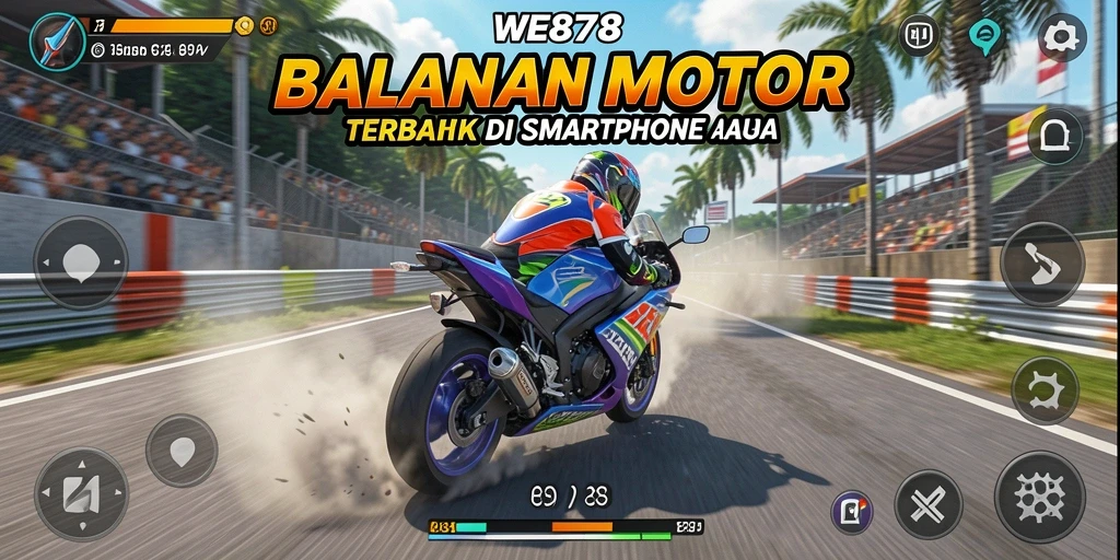 Tampilan gameplay balapan motor yang seru dan menantang.
