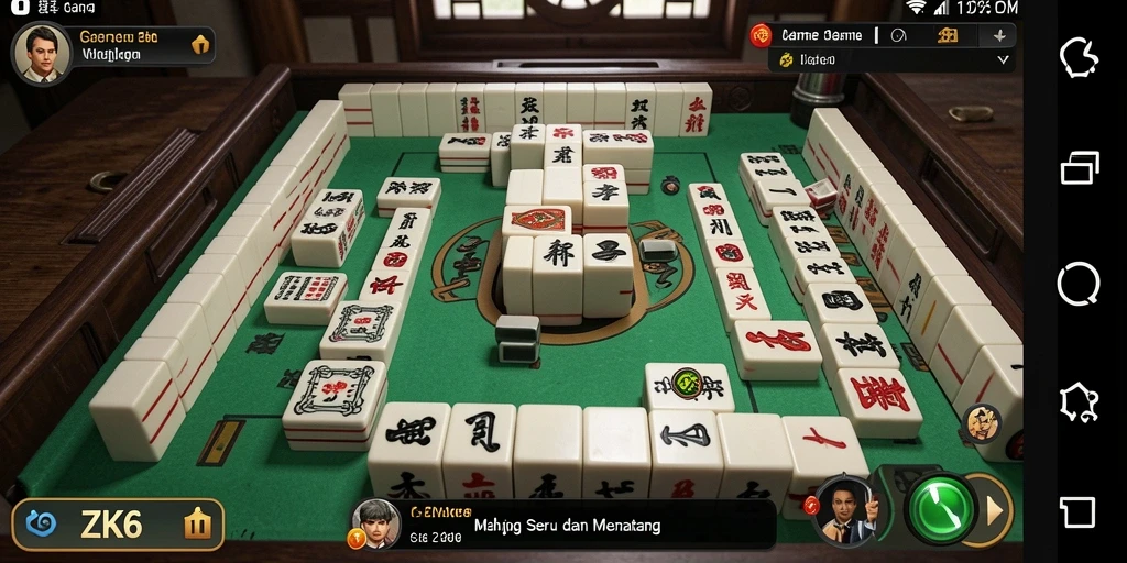 Gameplay menarik ZK6 menampilkan tantangan Mahjong seru.